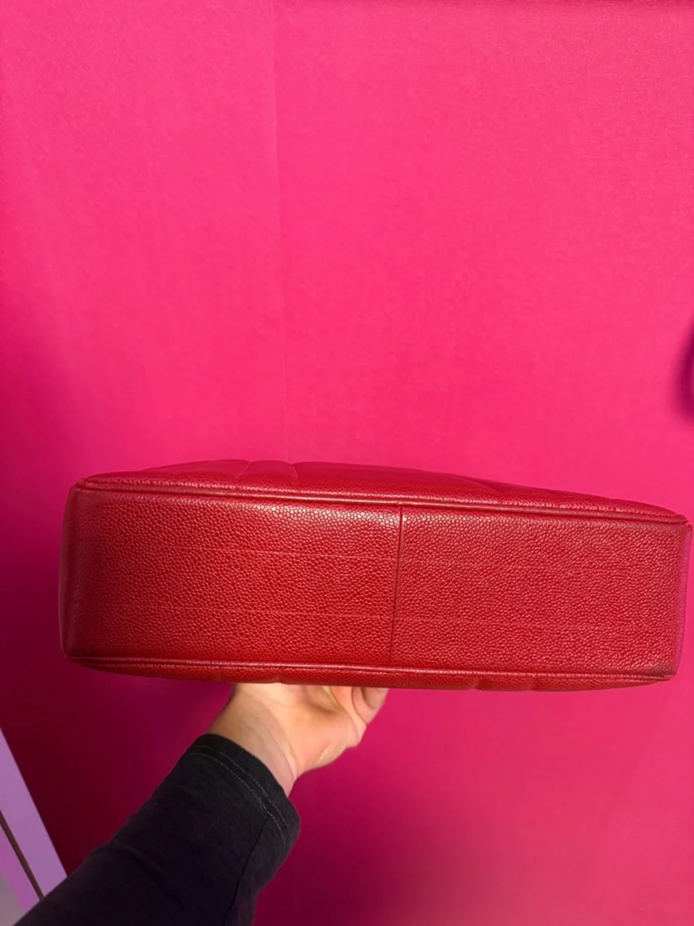 CHANEL Red Quilted Top-Handle Satchel with Gold CC - Picture 6 of 9